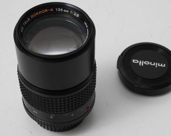 MINOLTA 135mm 2.8 Portrait ROKKOR - X Prime MD Tele Fx Full Frame lens Fully Functional Manual Focus