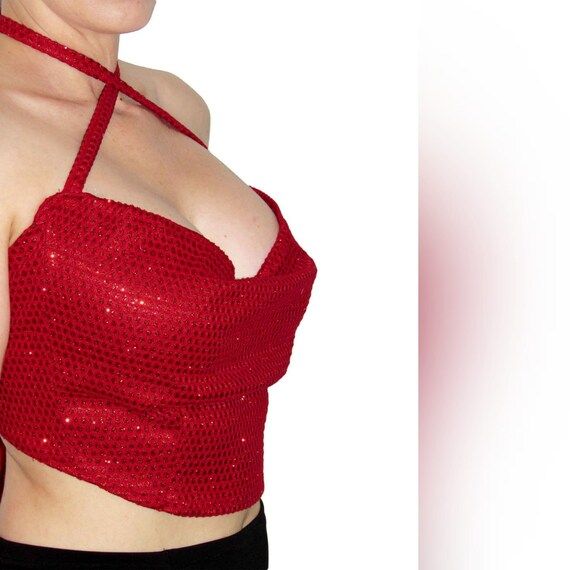 red sparkly crop top