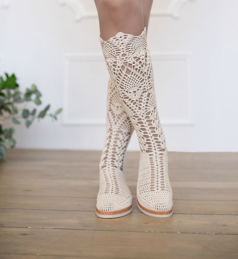 Knee high boots Crochet summer boots women Crochet womens | Etsy