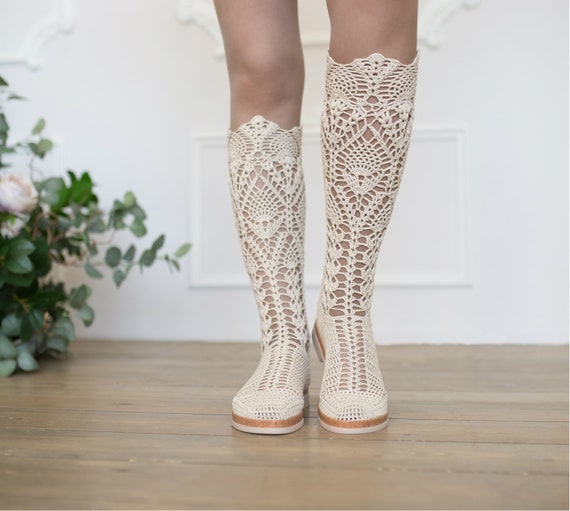 Knee high boots Crochet summer boots 