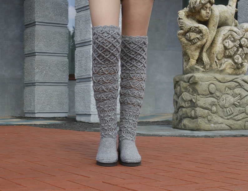 Winter boots women Custom knee high boots Knitted wool | Etsy