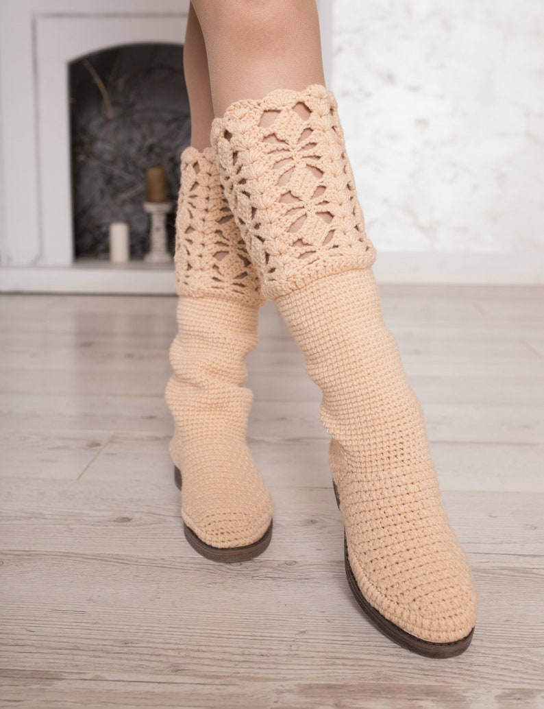 Winter boots women Custom knee high boots Knitted wool | Etsy