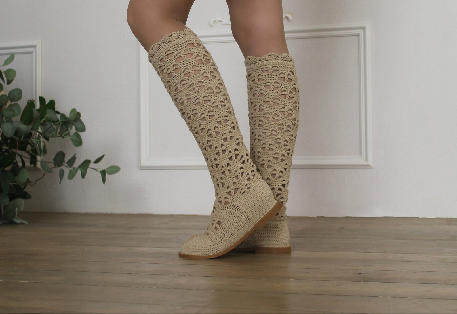 Crochet Boots Knee High Boots Women Knee Moccasin Design Etsy