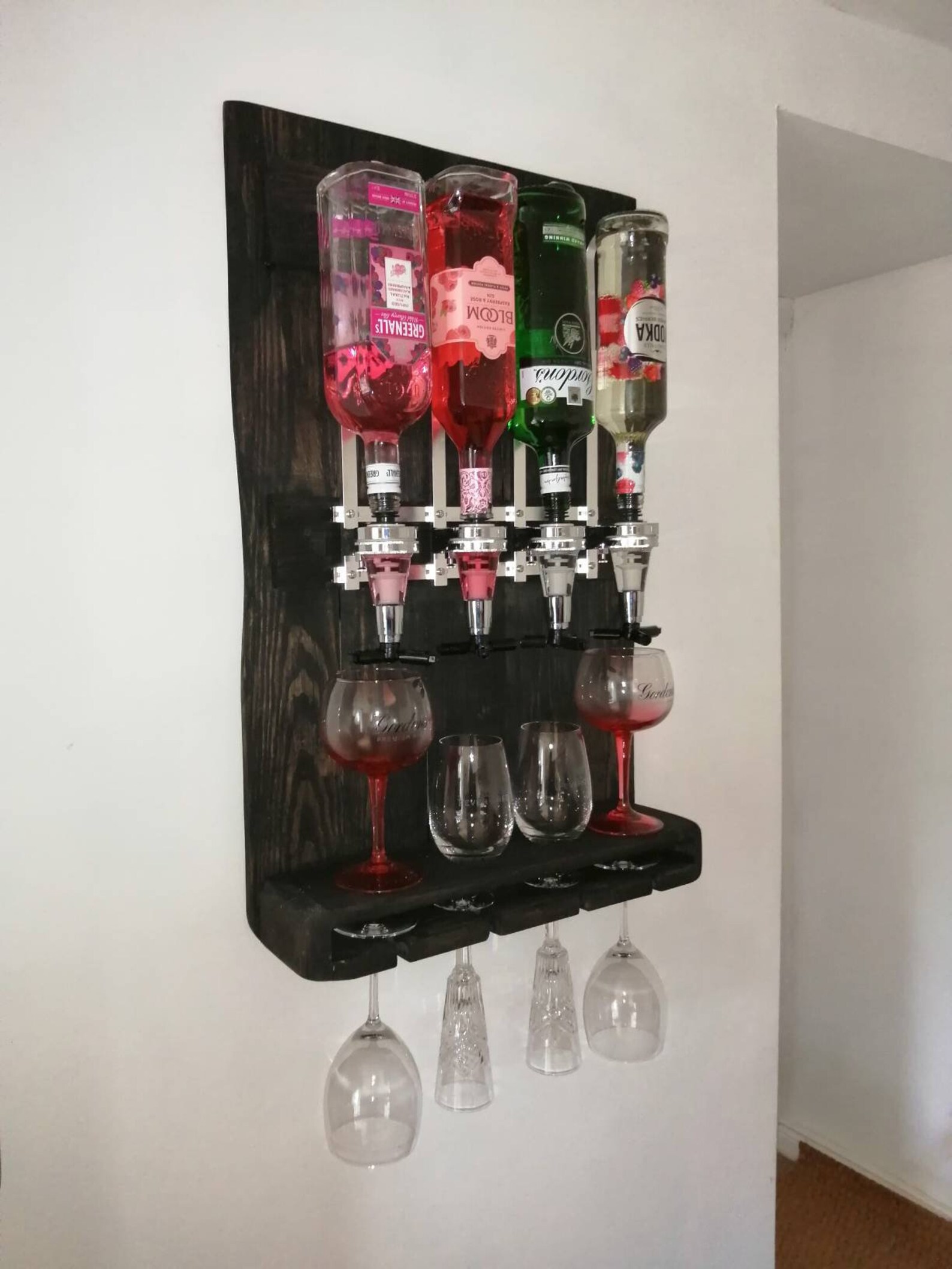 A Rustic Wooden Hand Made Wall Mounted Optics Bar Holds 4 Etsy UK