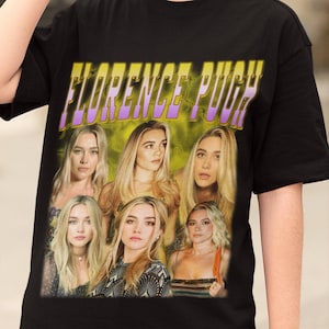 Florence Pugh Retro shirt, Florence Pugh Vintage print 90&#39;s T-Shirt, Florence Pugh Clothing, Florence Pugh Crewneck Sweatshirt