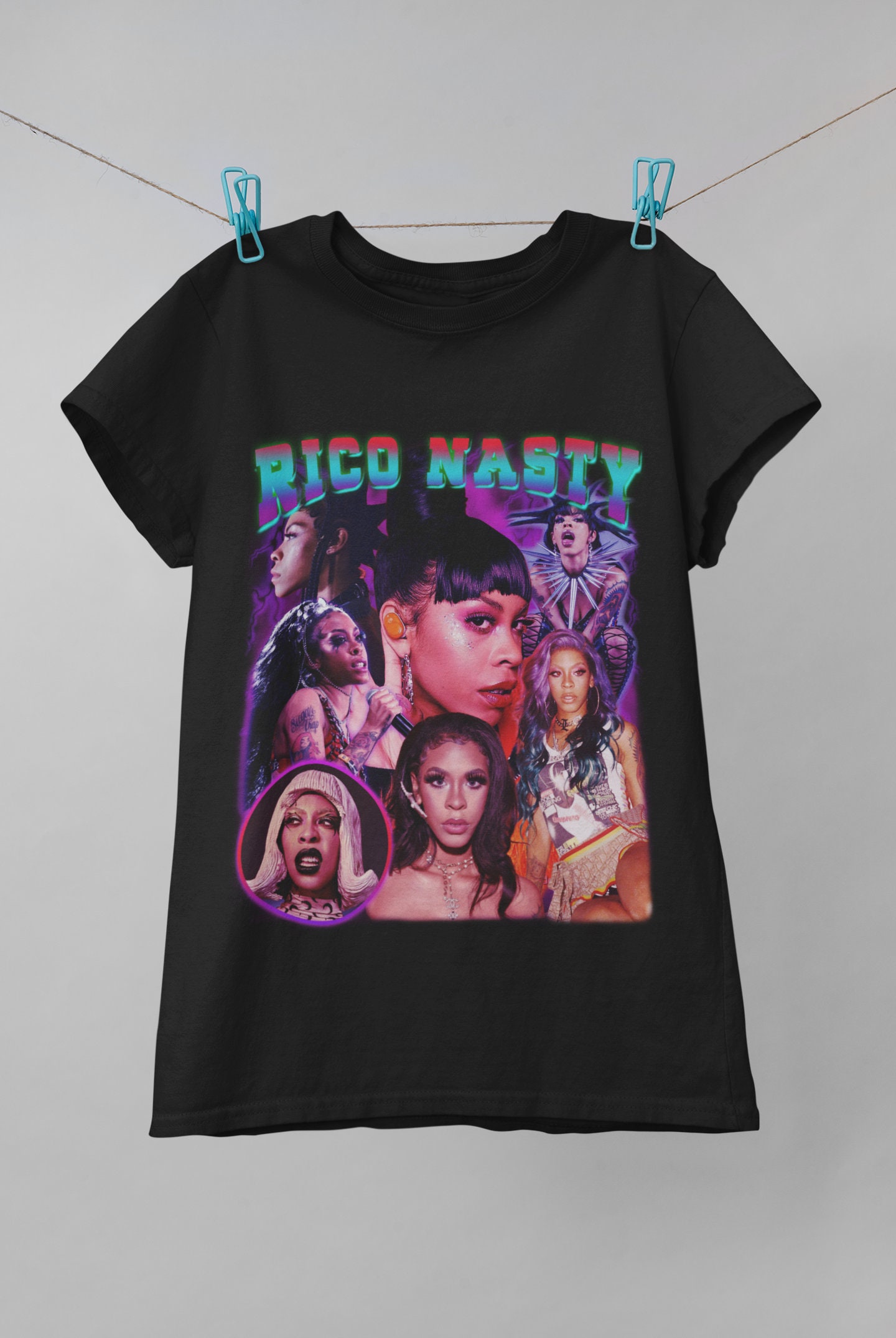 Camisa retrô Rico Nasty, camiseta com estampa vintage Rico Nasty, roupas unissex Rico Nasty