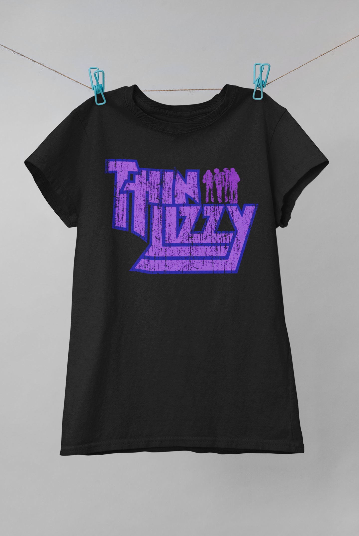 Thin Lizzy Distressed Design Band Shirt, Thin Lizzy Vintage Print