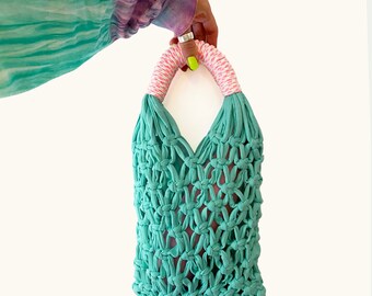 Turquoise Macrame Bag - Medium Size