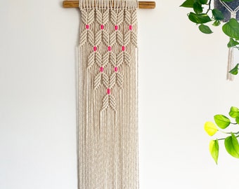 Natural Macrame Wall Hanging with Neon Pop