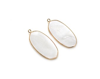 10pc Perles Nacre blanche Palets 14-15mm 4558550017475