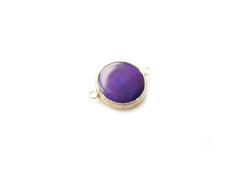 1 pc Violet Agate Connector Gold plated Bezel