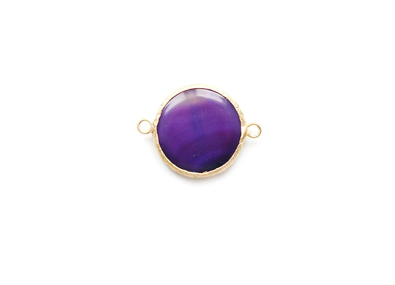 1 pc Violet Agate Connector Gold plated Bezel