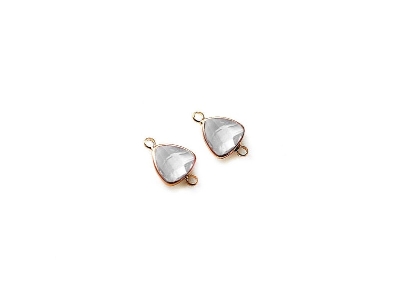 1 pair Gold plated Bezel Clear Glass Triangle Connector