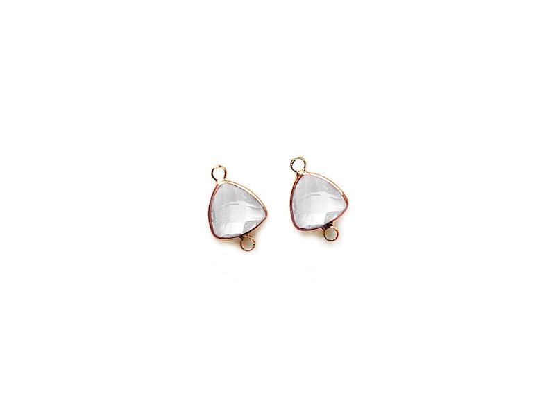 1 pair Gold plated Bezel Clear Glass Triangle Connector