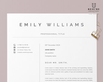 Resume And Cover Letter Template Etsy