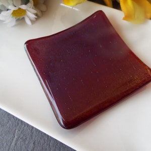 Iridescent Garnet Red - Fused Glass - Tealight Holder - Home Decor - Housewarming Gift - For Yourself - Thank You gift - Just Because