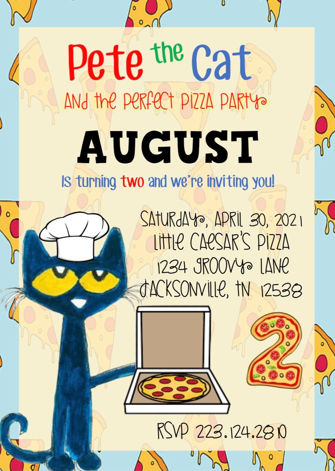 Pete the Cat Perfect Pizza Party Etsy