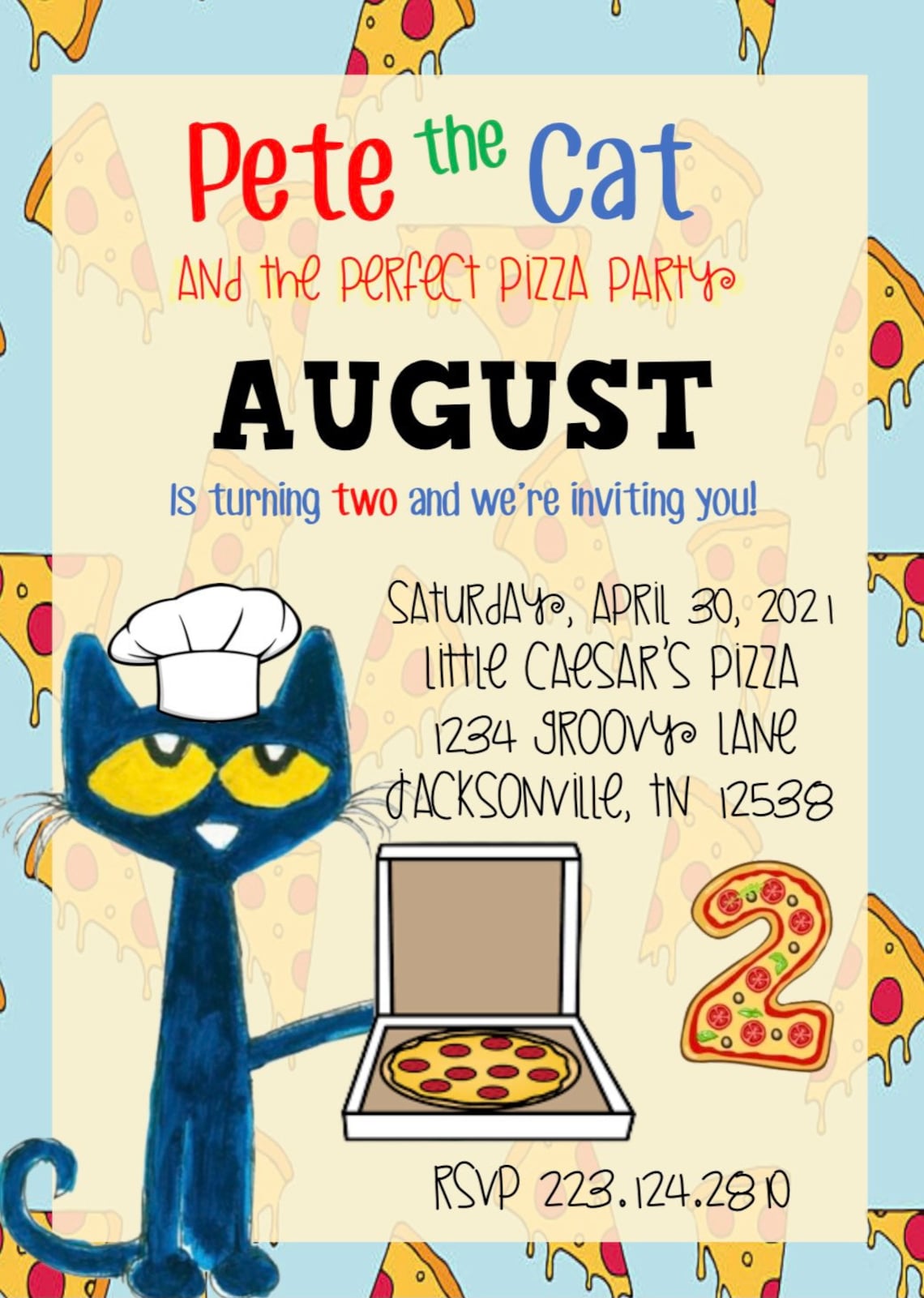 Pete the Cat Perfect Pizza Party Etsy UK
