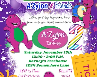 Barney & Friends Theme Birthday Invitation