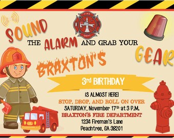 Firefighter Birthday Invitation