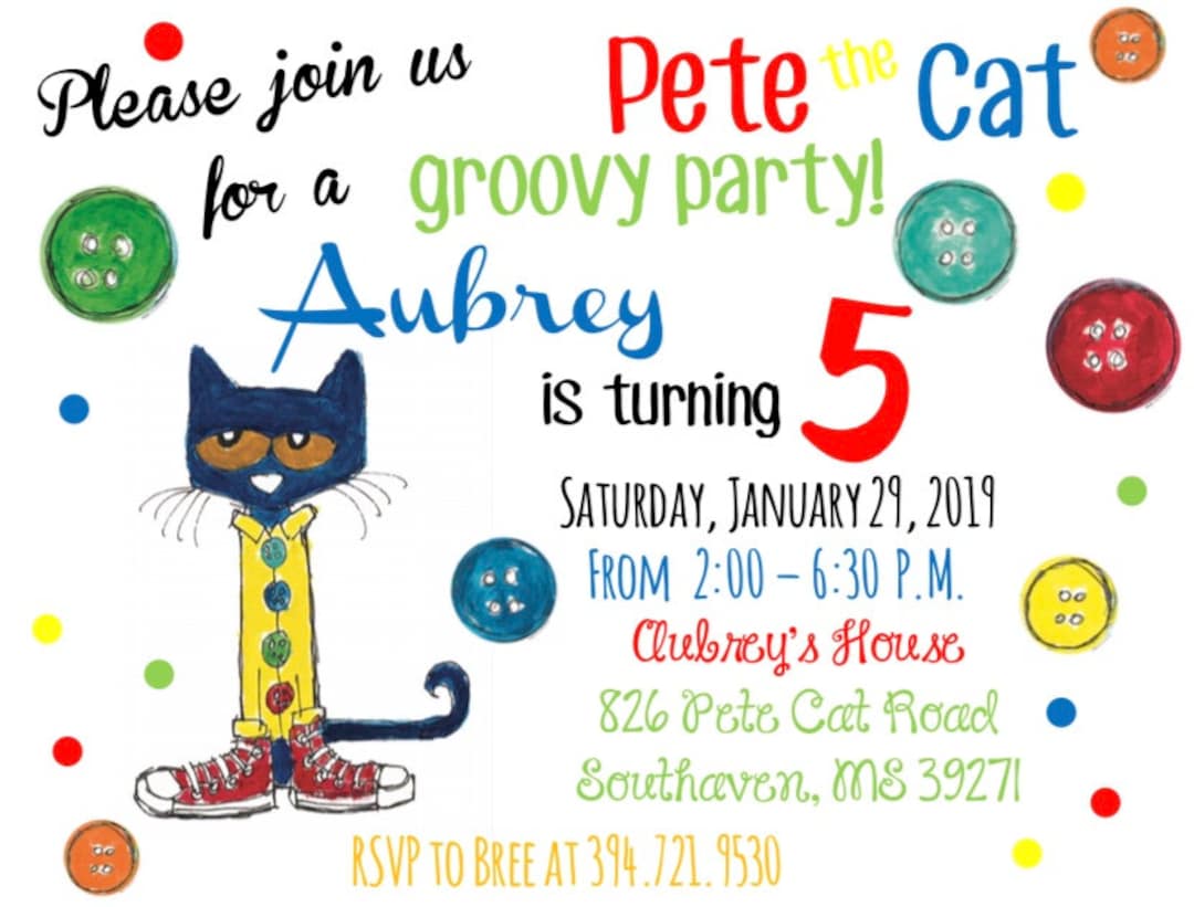 Pete the Cat Birthday Invitation - Etsy