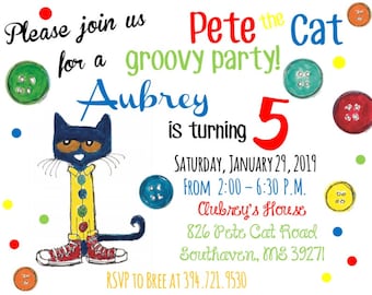 Faire-part d'anniversaire Pete le chat