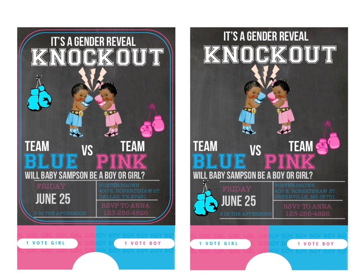 Gender Reveal Boxing Invitation Etsy
