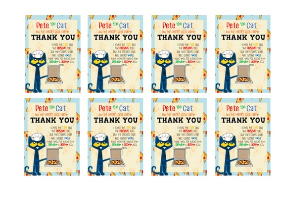Pete the Cat Pizza Thank You Tags - Etsy