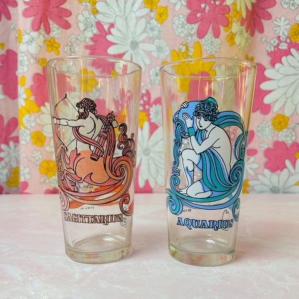 Vintage Arby’s Astrology Drinkware Sagittarius and Aquarius