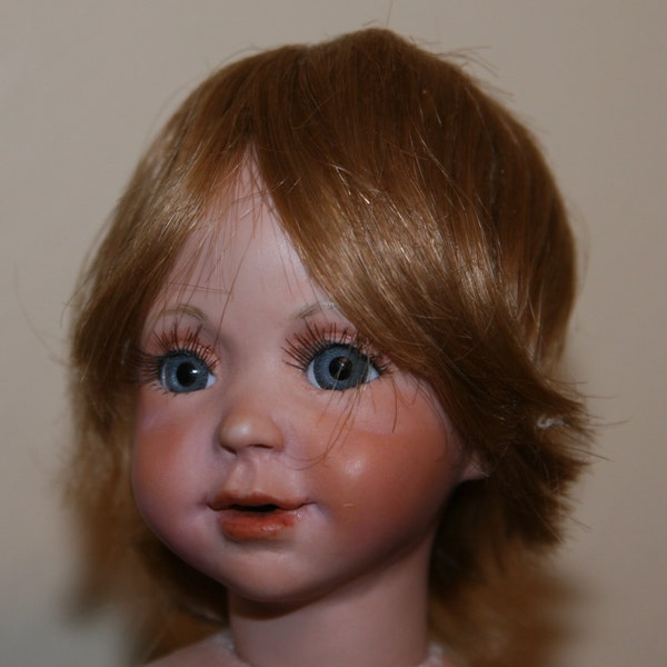 Human Hair Doll Wig Made in France Strawberry Blonde Size 0 Georgette Bravot Wig