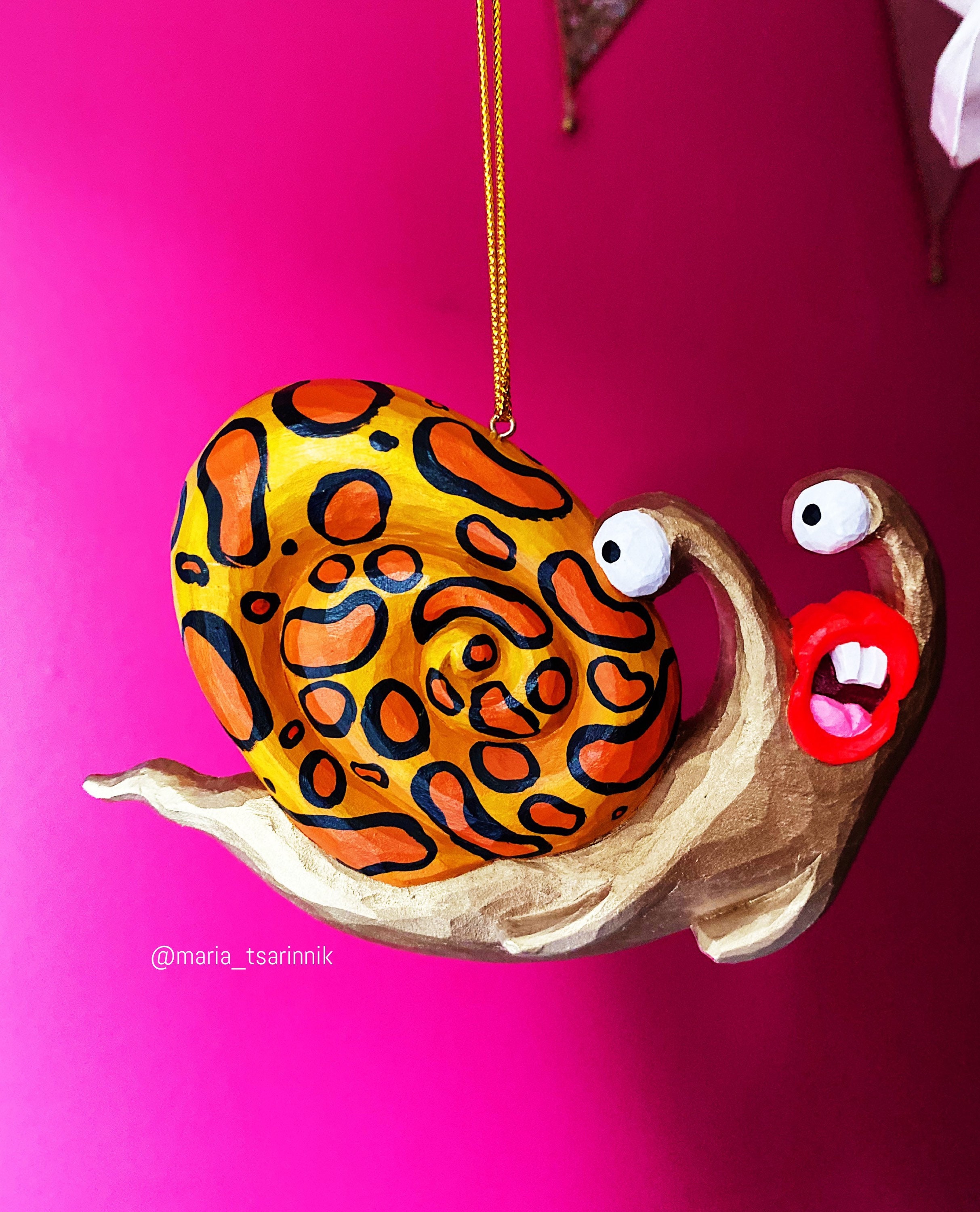 Christmas tree toy wooden snail doll Christmas gift Etsy