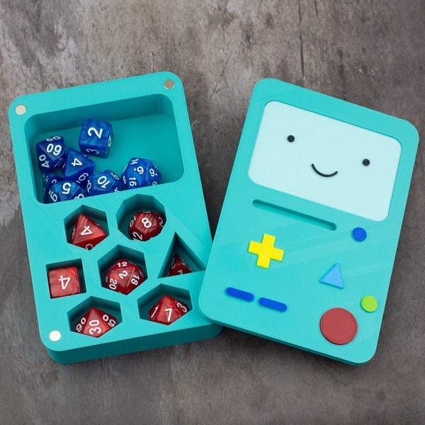 Handheld Video Game Console Dice Box with Magnetic Lid | Storage for a set of polyhedral TTRPG dice