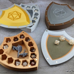 Dice Holding Shield | Customizable color scheme | Dice included! | Magnetic Lid Roll Tray | Storage for 2 sets of TTRPG dice and minis
