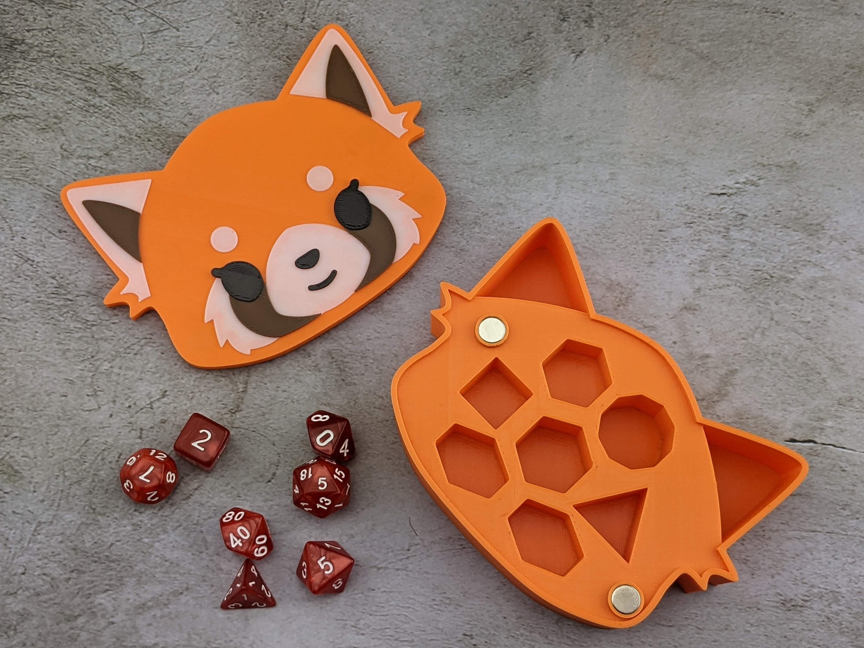 Red Panda Dice Box With Reversible Magnetic Lid | Storage for a