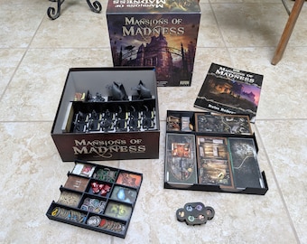 Mansions of Madness Complete Game Organizer | fits sleeved cards | 3D printed storage solution for MoM 2nd edition