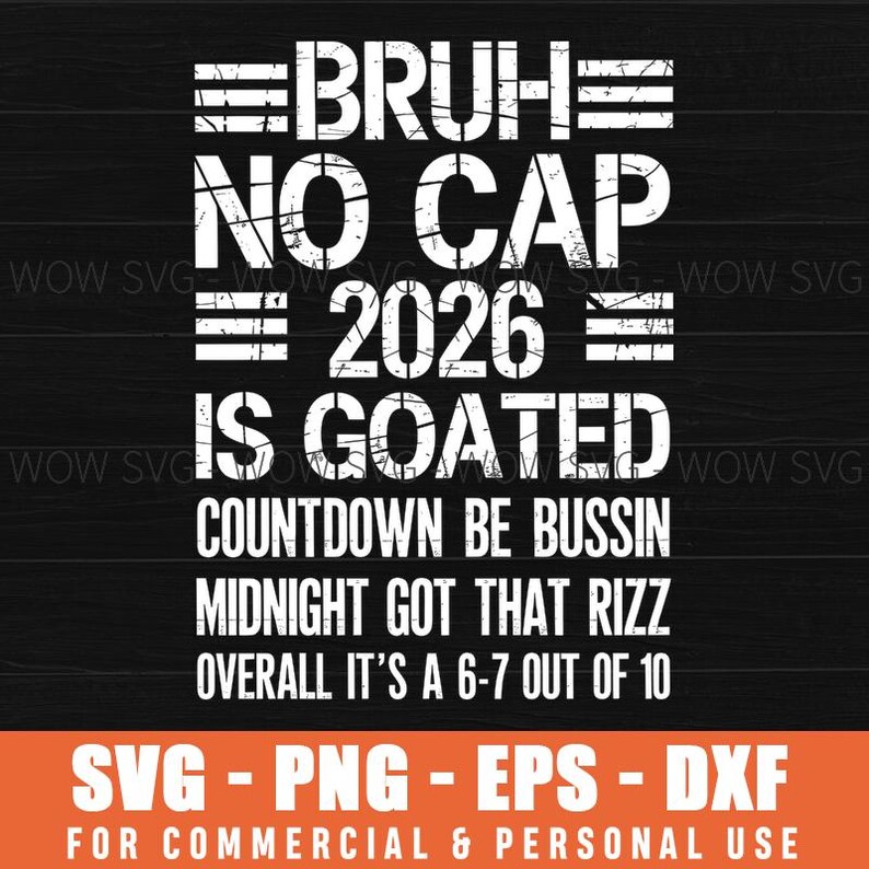 Bruh No Cap 2026 is Goated SVG PNG - Gen Z Meme - Etsy
