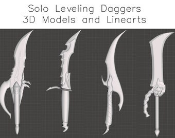 Solo Leveling Daggers - 3D models and linearts DIGITAL FILE