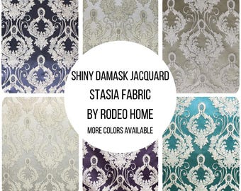 Stasia Fabric | Traditional Two-Toned Damask Fabric | Drapery & Curtain Fabric