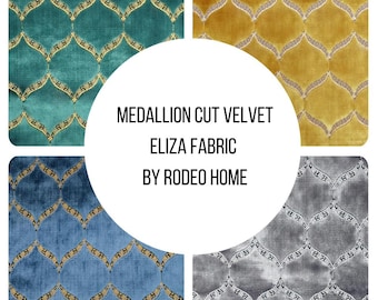 Eliza Fabric | Medallion Cut Velvet Fabric | Upholstery Fabric