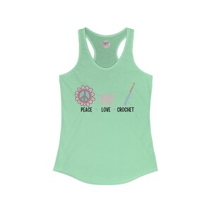 Racerback Crochet Themed  Peace Love and Crochet Tank| Crocheters Gift| Crochet Merch| Graphic Tank Top