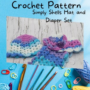 Simply Shells Hat and diaper Cover Set Crochet Pattern