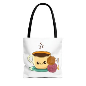 Crochet and Coffee Yarn Tote Bag Yarn Lovers Gift Crocheters Bag