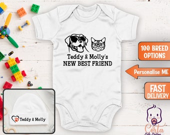 Personalised Dog Cat Name Baby Grow Custom Name Baby Vest Baby Shower Gift Newborn Present Pet Friend Owner New Parents Gift Toddler TShirt