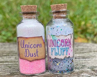 Unicorn Fluff and Unicorn Dust Magic Bottles / Unicorn Party Favors /  Room Decor and Baby Shower Gifts / Pink white purple palette