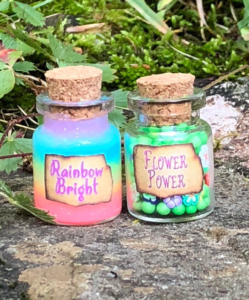 Miniature Magic Potions / Flower Power / Rainbow Potions / Etsy