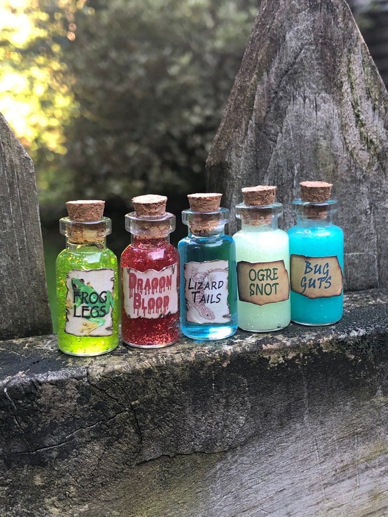 Magic Potion Bottles / Miniature Halloween Potions / Ogre Snot Etsy