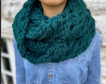 Hand Knit Super Bulky Lacy Infinity Scarf - Customizable