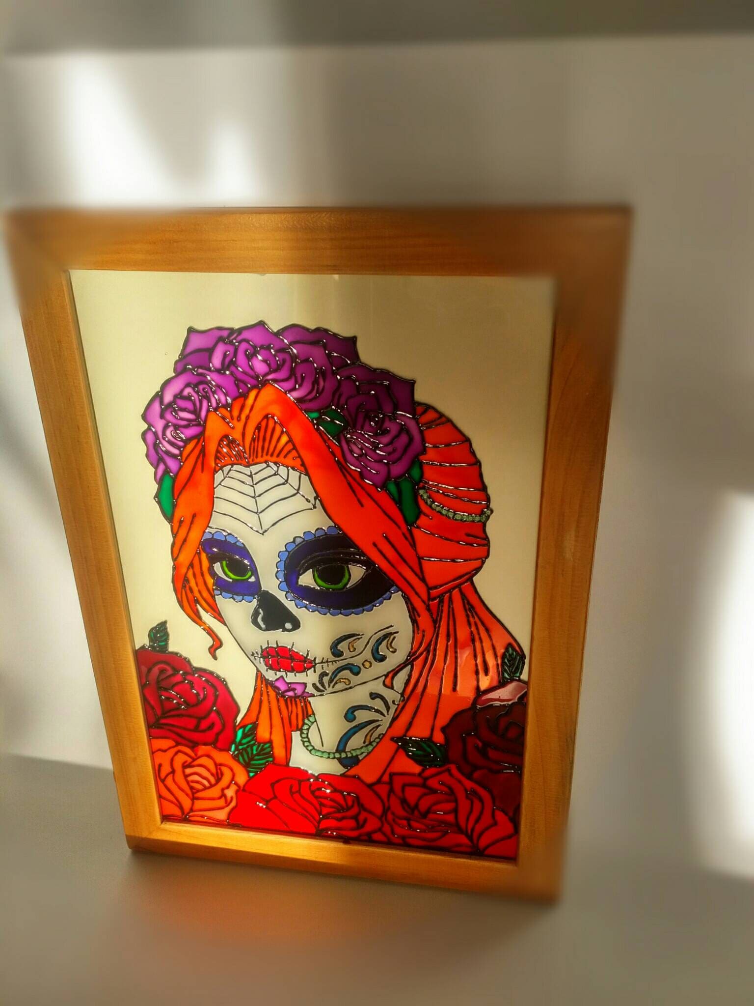 Upcycled Photo Frame Glass painting decor Stained glass Wall Etsy