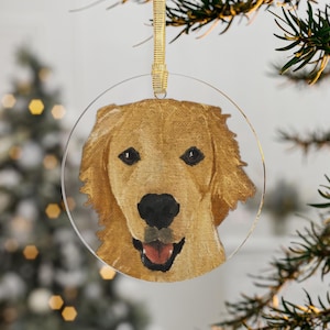 Hand-Painted Golden Retriever Christmas Ornament | Custom Pet Portrait Holiday Keepsake | Dog Lover Gift