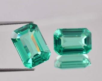 1 paar natuurlijke onberispelijke groene Colombiaanse smaragd stralend geslepen losse edelsteen gecertificeerd, AAA+ smaragd van topkwaliteit, edelstenen voor het maken van ringen en sieraden